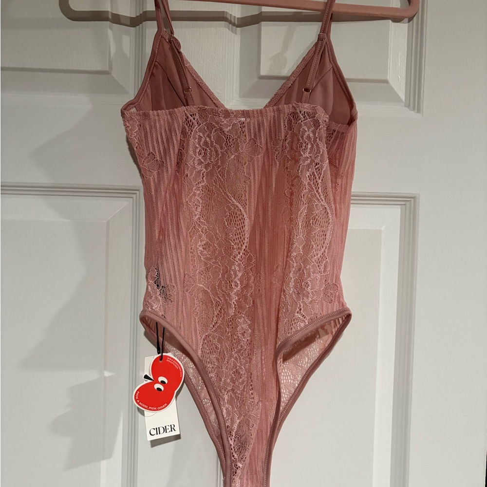 Cider Lace Sweetheart Bodysuit in Pink - Picture 3 of 4